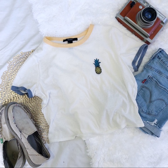 Forever 21 Tops - Pineapples are in my Head Custom Patch Crop Top